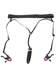 Женские вибростринги с зажимами для половых губ Spreader String with Vibrator - Orion - купить с доставкой в Балашихе