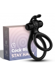 Черное эрекционное виброкольцо с подхватом мошонки Stay Hard - Boys of Toys - в Балашихе купить с доставкой