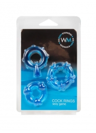 Набор из 3 синих эрекционных колец с различным рельефом - Erowoman-Eroman - в Балашихе купить с доставкой