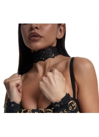 Черный ажурный чокер с золотистой фурнитурой - Crazy Handmade - купить с доставкой в Балашихе