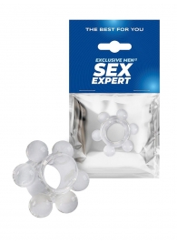 Прозрачное эрекционное кольцо с 6 стимулирующими шариками - Sex Expert - в Балашихе купить с доставкой