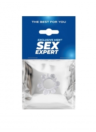 Прозрачное эрекционное кольцо с шариками и шипами - Sex Expert - в Балашихе купить с доставкой