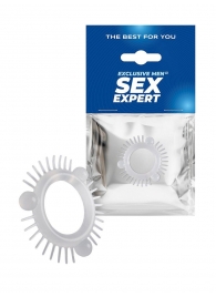 Эластичное эрекционное кольцо с 3 шариками и шипами - Sex Expert - в Балашихе купить с доставкой
