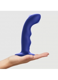 Синяя насадка-стимулятор Strap-On-Me Tapping Dildo Wave - Strap-on-me - купить с доставкой в Балашихе