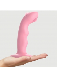 Розовая насадка-стимулятор Strap-On-Me Tapping Dildo Wave - Strap-on-me - купить с доставкой в Балашихе