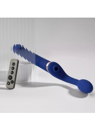 Синий безремневой страпон Multi Orgasm Bendable Strap-On size L с клиторальной стимуляцией - Strap-on-me - купить с доставкой в Балашихе