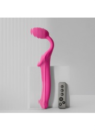 Ярко-розовый безремневой страпон Strap-on-me Vibrating Bendable Strap-On size L - Strap-on-me - купить с доставкой в Балашихе