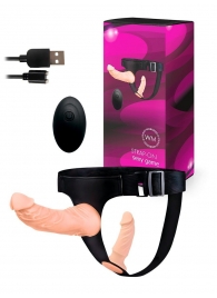 Женский страпон с 2 насадками, вибрацией и пультом ДУ - Erowoman-Eroman - купить с доставкой в Балашихе