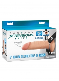 Телесный пустотелый фаллопротез 5’’ Hollow Silicone Strap-On - 14 см. - Pipedream - купить с доставкой в Балашихе