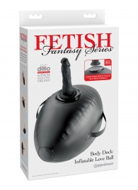 Черный надувной мяч с платформой для фиксации дилдо Body Dock Inflatable Love Ball - Pipedream - купить с доставкой в Балашихе