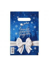 Сине-белый подарочный новогодний пакет с вырубной ручкой (20х30 см) - Сима-Ленд - купить с доставкой в Балашихе