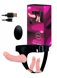 Женский страпон с 3 насадками и вибрацией - Erowoman-Eroman - купить с доставкой в Балашихе