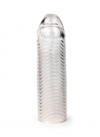 Прозрачная закрытая насадка на пенис с ребрышками - 16 см. - Sex Expert - в Балашихе купить с доставкой