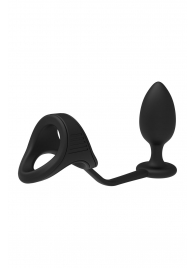 Черное эрекционное кольцо с анальной пробкой Cockstrap With Anal Plug - Dream Toys - в Балашихе купить с доставкой