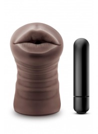 Коричневый мастурбатор-ротик Krystal Vibrating Masturbator - Blush Novelties - в Балашихе купить с доставкой