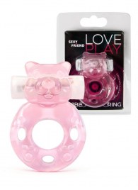 Розовое эрекционное виброкольцо в форме мишки - 1137 - в Балашихе купить с доставкой
