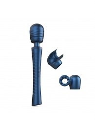 Синий вибромассажёр с насадками Man.wand Edgy - Manwan - в Балашихе купить с доставкой