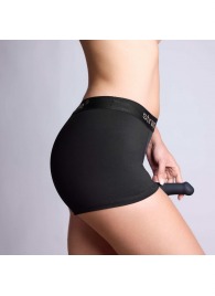 Черные трусики-боксеры для фиксации насадок Strap-on-me Harness Lingerie Allure - size M - Strap-on-me - купить с доставкой в Балашихе