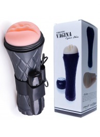 Телесный мастурбатор-вагина в черной колбе с вибрацией - Boys of Toys - в Балашихе купить с доставкой