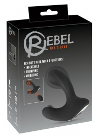 Черная анальная вибропробка с функцией расширения RC Butt Plug with 3 functions - Orion - в Балашихе купить с доставкой