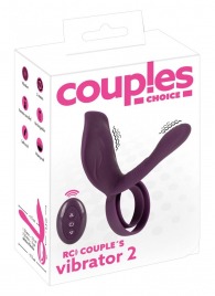 Фиолетовая насадка на член с клиторальным отростком и пультом ДУ RC Couple’s Vibrator 2 - Orion - в Балашихе купить с доставкой