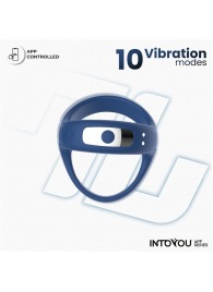 Синее интерактивное эрекционное виброкольцо Rank - Intoyou - в Балашихе купить с доставкой