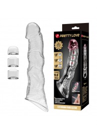 Прозрачный фаллоудлинитель с 3 вставками - 28 см. - Baile - в Балашихе купить с доставкой
