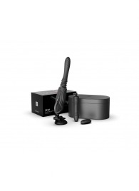 Черная секс-машина с функцией нагрева, насадками и присоской Sesh - Zalo - купить с доставкой в Балашихе