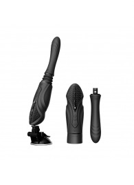 Черная секс-машина с функцией нагрева, насадками и присоской Sesh - Zalo - купить с доставкой в Балашихе