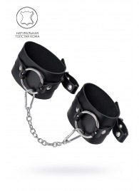 Черные оковы из толстой кожи с люверсами - Pecado - купить с доставкой в Балашихе