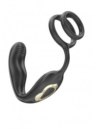 Черная анальная пробка с вращением и эрекционными кольцами - Ibiza - в Балашихе купить с доставкой