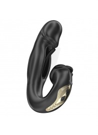 Черный вагинально-клиторальный вибратор с функцией маятника - 18 см. - Ibiza