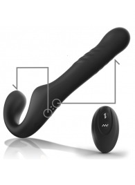 Черный безремневой страпон с вибрацией и возвратно-поступательными движениями - 24 см. - Ibiza - купить с доставкой в Балашихе