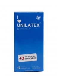 Классические презервативы Unilatex Natural Plain - 12 шт. + 3 шт. в подарок - Unilatex - купить с доставкой в Балашихе