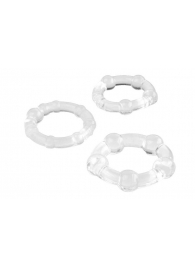 Набор из 3 прозрачных эрекционных колец с разным рельефом - A-toys - в Балашихе купить с доставкой