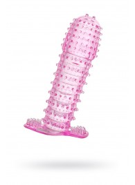Гелевая розовая насадка с шипами - 12 см. - Toyfa Basic - в Балашихе купить с доставкой