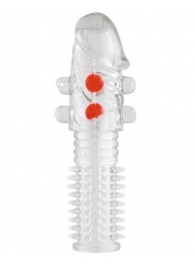 Гелевая прозрачная насадка с шариками и шипами - 14 см. - Toyfa Basic - в Балашихе купить с доставкой