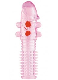 Гелевая розовая насадка с шариками и шипами - 14 см. - ToyFa - в Балашихе купить с доставкой