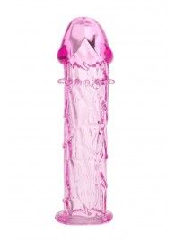 Гладкая розовая насадка с усиками под головкой - 12,5 см. - Toyfa Basic - в Балашихе купить с доставкой