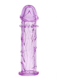 Гладкая фиолетовая насадка с усиками под головкой - 12,5 см. - Toyfa Basic - в Балашихе купить с доставкой