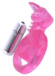 Розовая вибронасадка со стимулятор клитора   Язычок - Toyfa Basic - в Балашихе купить с доставкой