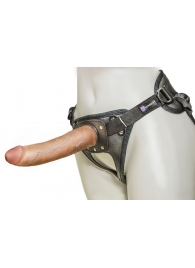 Насадка-фаллоимитатор на кожаных трусиках Harness Ultra Realistic 7  - 18 см. - LOVETOY (А-Полимер) - купить с доставкой в Балашихе