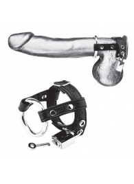 Утяжка на пенис на замочке Duo Cock And Ball Lock - BlueLine - купить с доставкой в Балашихе
