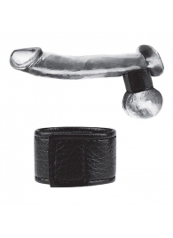 Чёрная утяжка на мошонку 1  Velcro Ball Stretcher - BlueLine - купить с доставкой в Балашихе