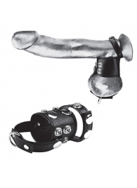 Утяжка на пенис и мошонку Cock Ring With 1.5  Ball Stretcher And Optional Weight Ring - BlueLine - купить с доставкой в Балашихе