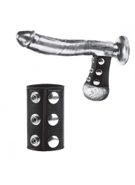 Чёрная утяжка на кнопках 100% PVC STRAP WITH METAL SNAP - BlueLine - купить с доставкой в Балашихе