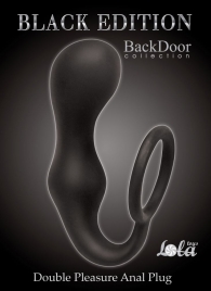 Чёрное эрекционное кольцо с анальной пробкой Double Pleasure Anal Plug - Lola Games - в Балашихе купить с доставкой