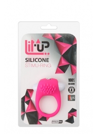 Розовое эрекционное кольцо с щеточкой LIT-UP SILICONE STIMU RING 5 - Dream Toys - в Балашихе купить с доставкой