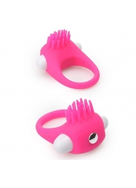 Розовое эрекционное кольцо с щеточкой LIT-UP SILICONE STIMU RING 5 - Dream Toys - в Балашихе купить с доставкой