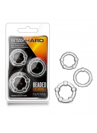 Набор из 3 прозрачных эрекционных колец Stay Hard Beaded Cockrings - Blush Novelties - в Балашихе купить с доставкой